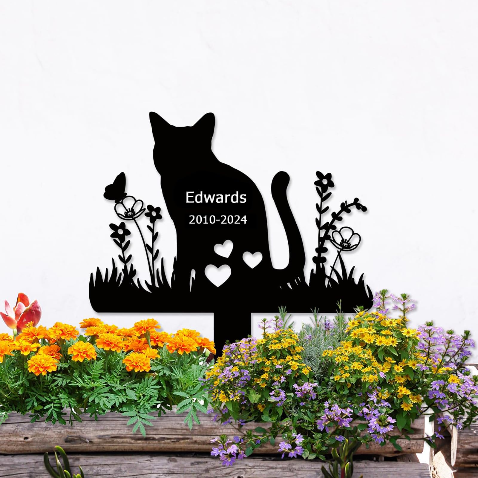 BeNsil Segnacolo Personalizzato per Tomba Animale Domestico, Palo Commemorativo Gatto Giardino Cimitero