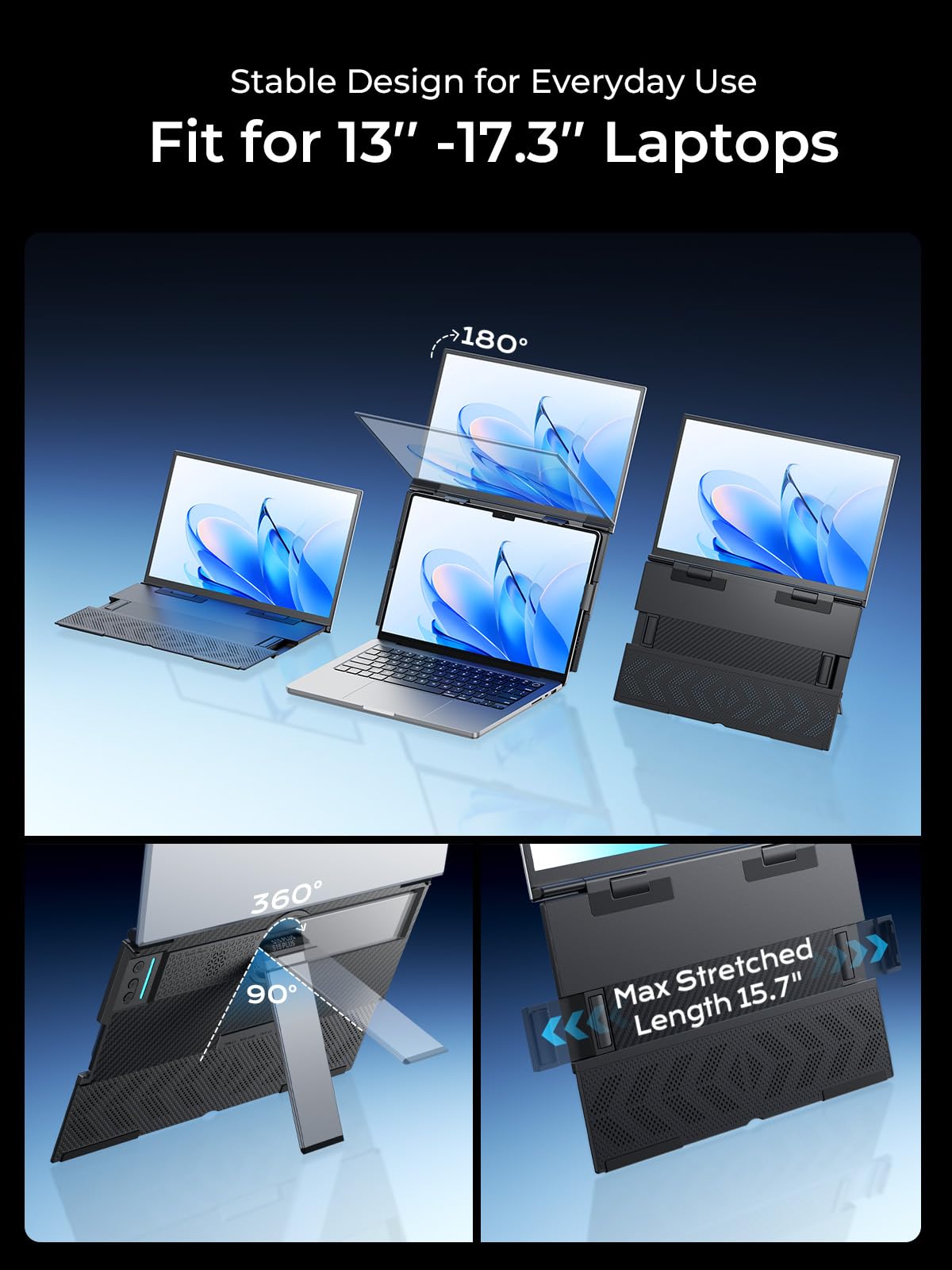 Laptop Screen Extender 15.6" FHD 1080P IPS Portable Monitor Above Laptop view 5