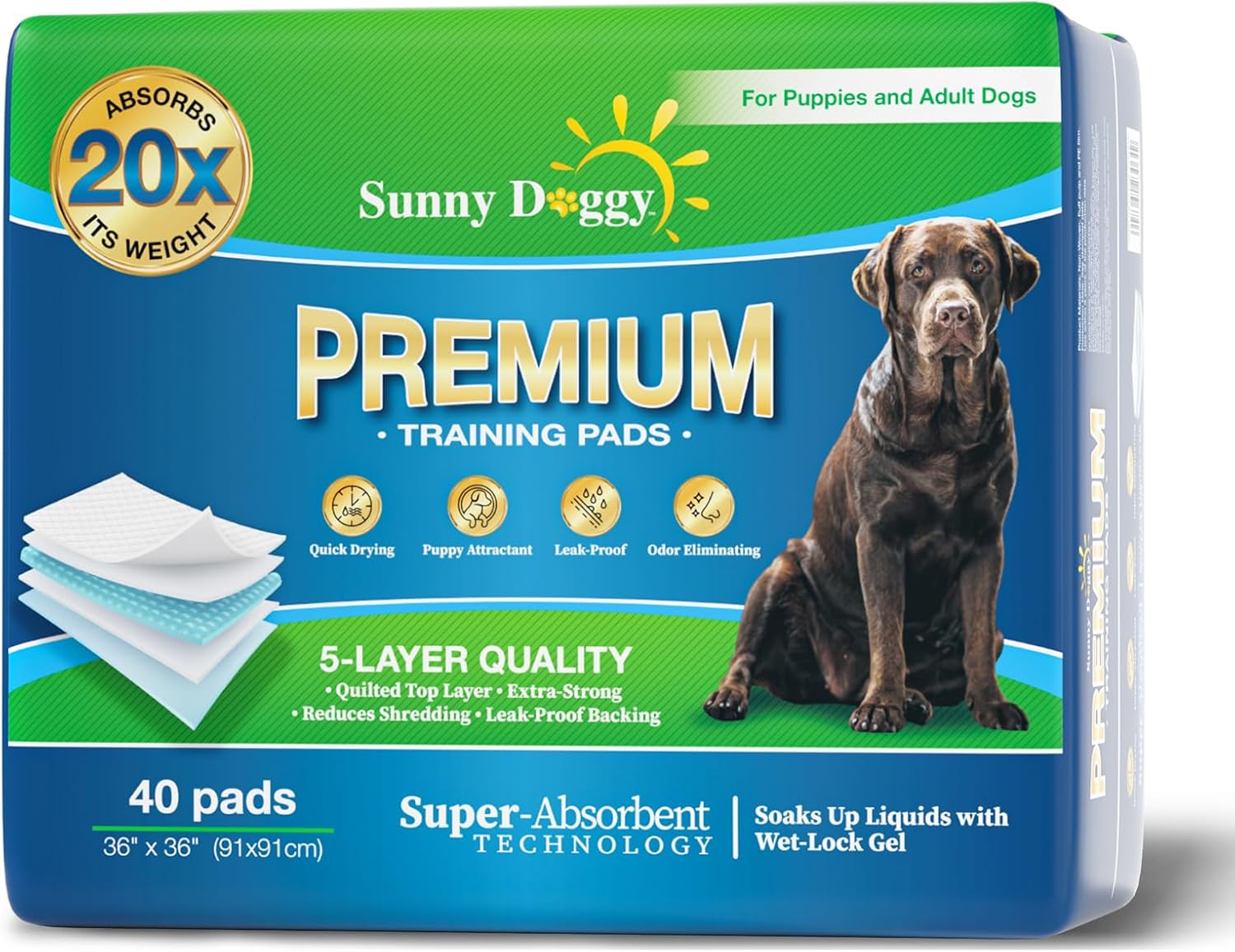 Pee Pads for Dogs Extra Large 36”x 36”, 40 Count Trinidad and