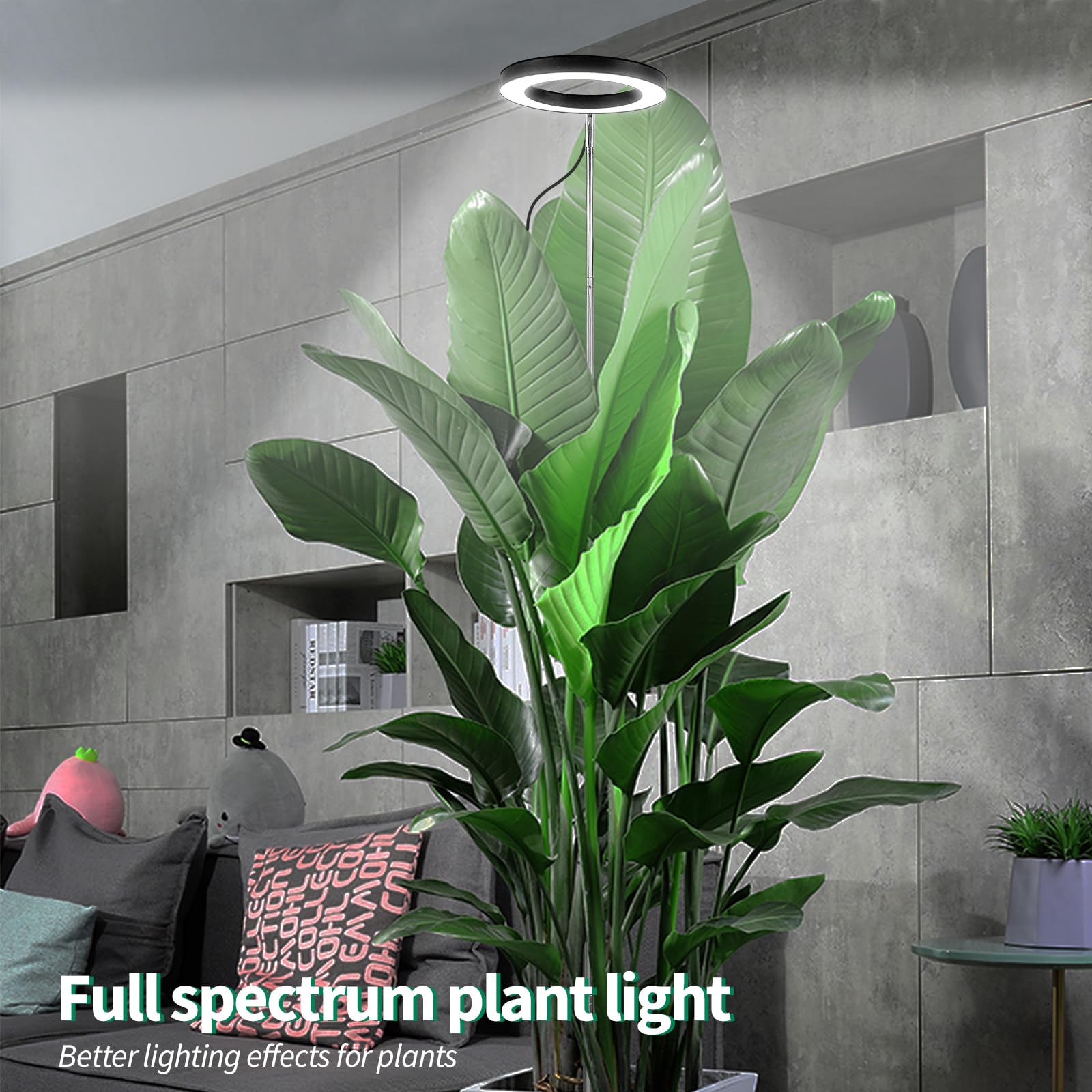Qoolife Lampada a LED a spettro completo per piante da interno, 155 cm, altezza regolabile con 72 LED, 3 livelli di luminosità dimmerabili, timer 3/9/12 ore per piante da interni nero 2 Pezzi