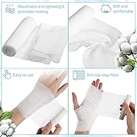Vista 3 de Treela 100 rollos de vendaje de gasa, 2 pulgadas x 5 yardas, vendajes elásticos de embalaje individual, almohadillas de primeros auxilios sin látex