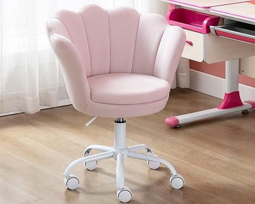 CIMOTA Linda Silla de Escritorio para Niños, Silla de Dormitorio de Terciopelo Silla de Computadora Infantil Ajustable Silla Giratoria Tipo Concha