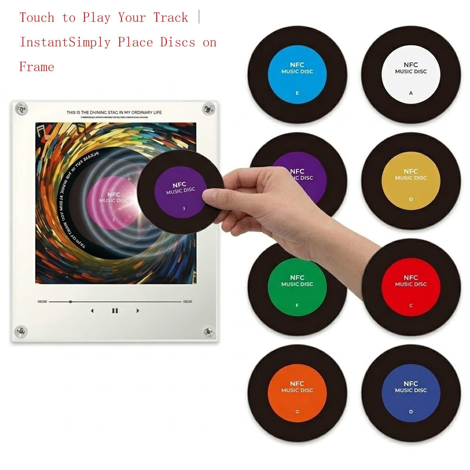 Retro-Musik-Kühlschrankmagnete Mit Programmierbarem NFC-Player-Set, 9-teilig, Vintage-Schallplatten-Kühlschrankmagnete, 128 MB, Mini-Jukebox Mit LED-Licht