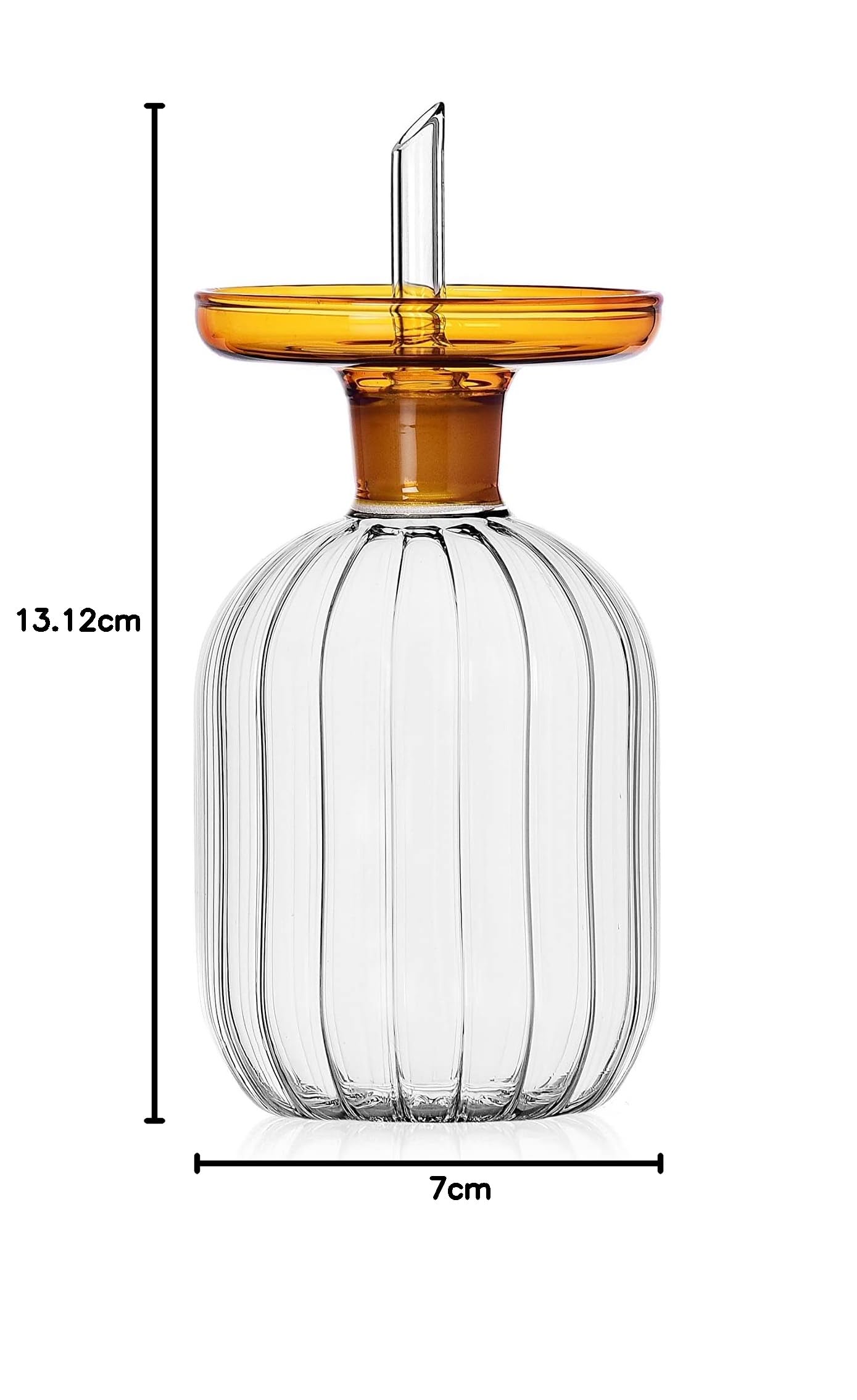 Ichendorf Milano Oliera Bassa con Tappo Ambra | Collezione Lotus | 25 cl | Vetro Borosilicato | Fatto a Mano