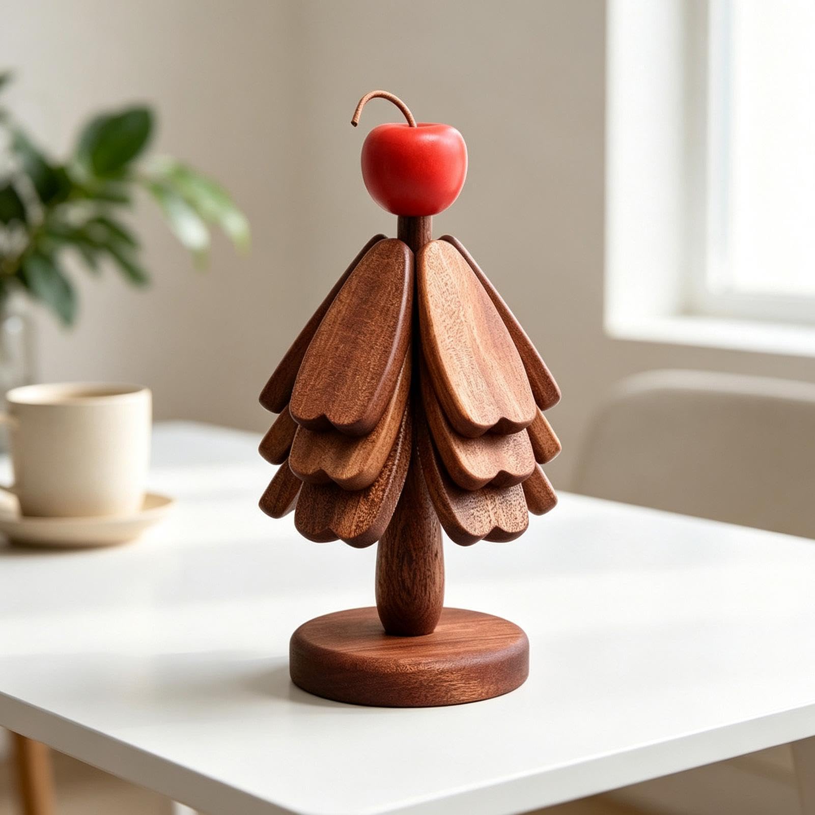 Set De sous-Plats en Bois avec Arbre Support Décoratif en Bois pour