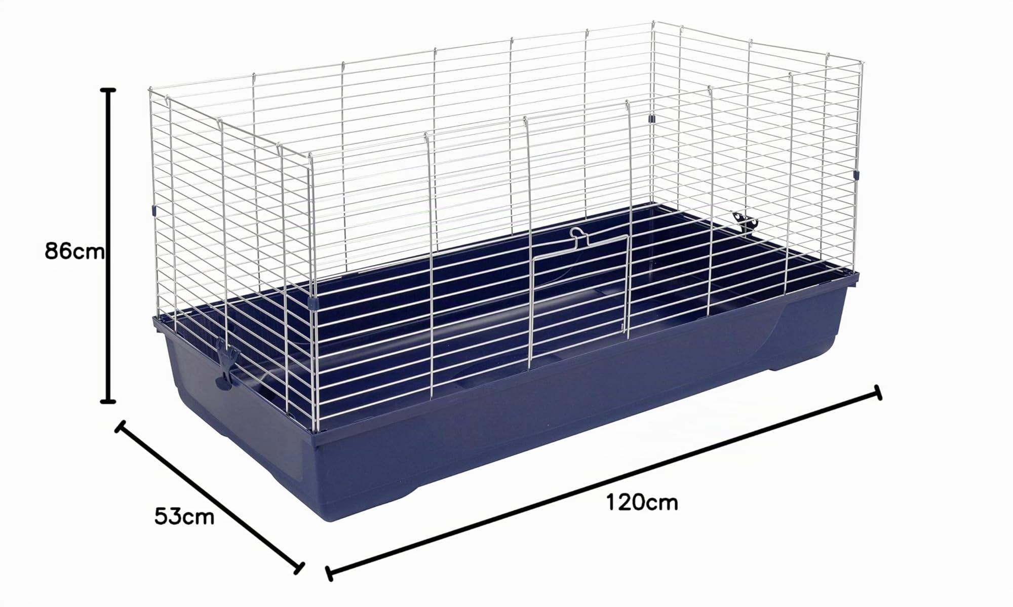 Kerbl Kleintierkäfig Maxi Baldo Twin (L x B x H 120 x 58 x 86 cm, Farbe dunkelblau, Gitterabstand 2,2 cm, mit klappbarem Gitter) 81705