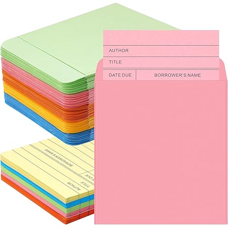 200Pcs Library Card Pocket and Books Library Cards: Essential Library Supplies for Seamless Book Management