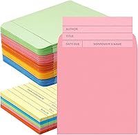 Vista 1 de 200 sobres de bolsillo para biblioteca y tarjetas para libros, incluyen 100 sobres de bolsillo autoadhesivos y 100 suministros de biblioteca