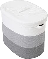 Vista 20 de Cesta de almacenamiento rectangular extragrande de 22 x 14 x 18 pulgadas con tapa, cesta de almacenamiento grande de cuerda de algodón, cesta
