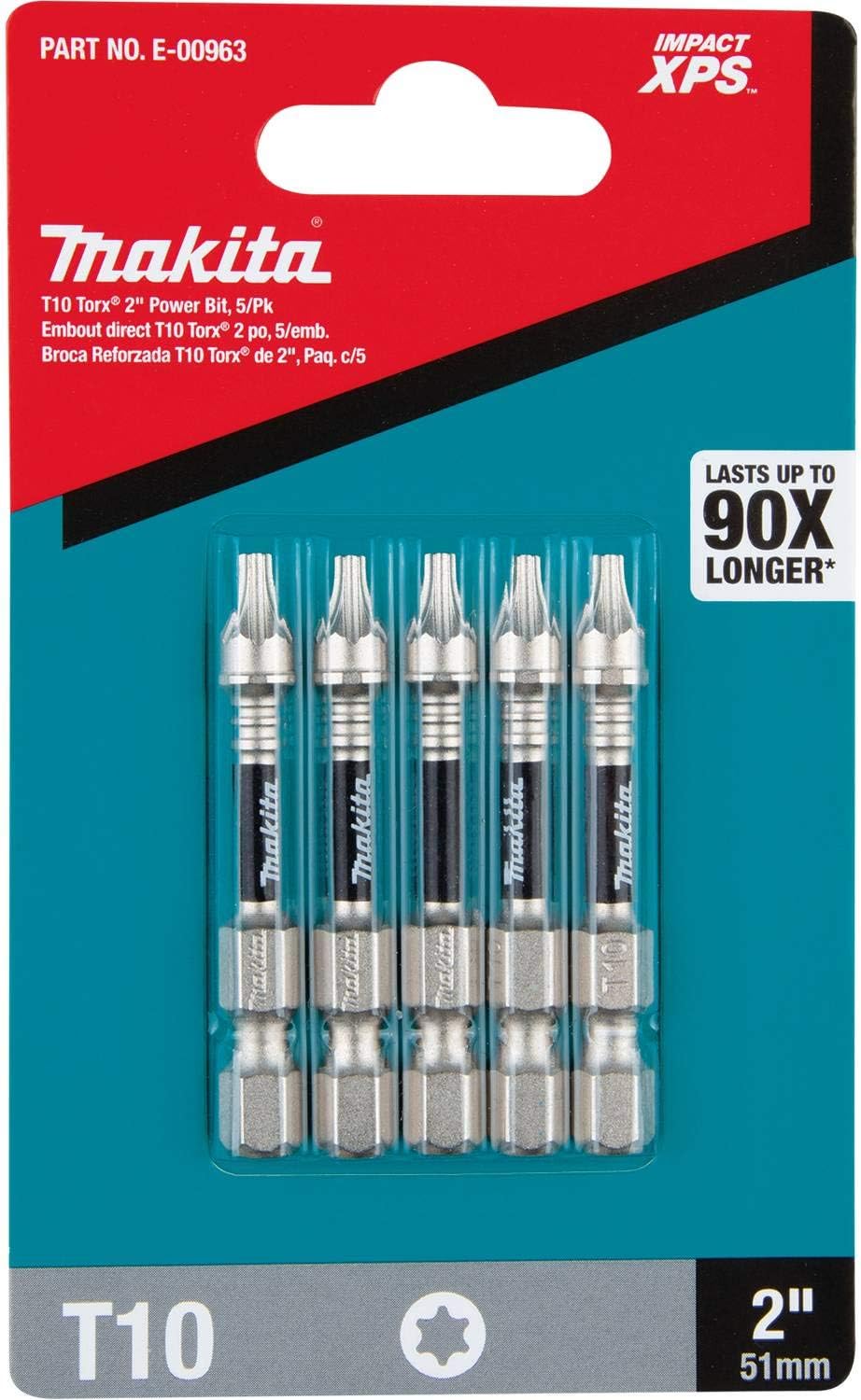 Makita E-00963 Impact XPS™ T10 Torx 2" Power Bit, 5/pk