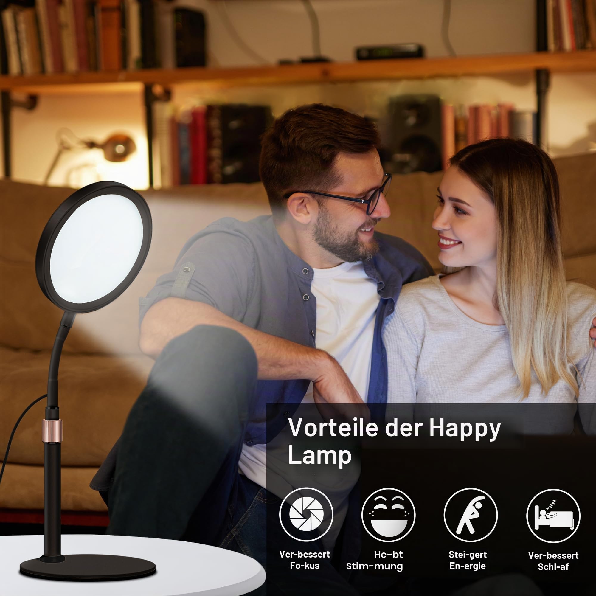 Tageslichtlampe Tageslichtlampen, 10000 Lux Lampe mit 3 Lichtfarben und 9 Einstellbaren Helligkeiten und 3 Timer, Tageslicht Daylight (Schwarz)