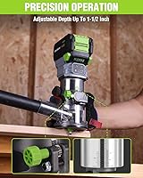 Vista 7 de WORKPRO Herramienta de enrutador compacto inalámbrico de 20 V, 6 velocidades variables de hasta 30,000 rpm, enrutador de madera para biselar