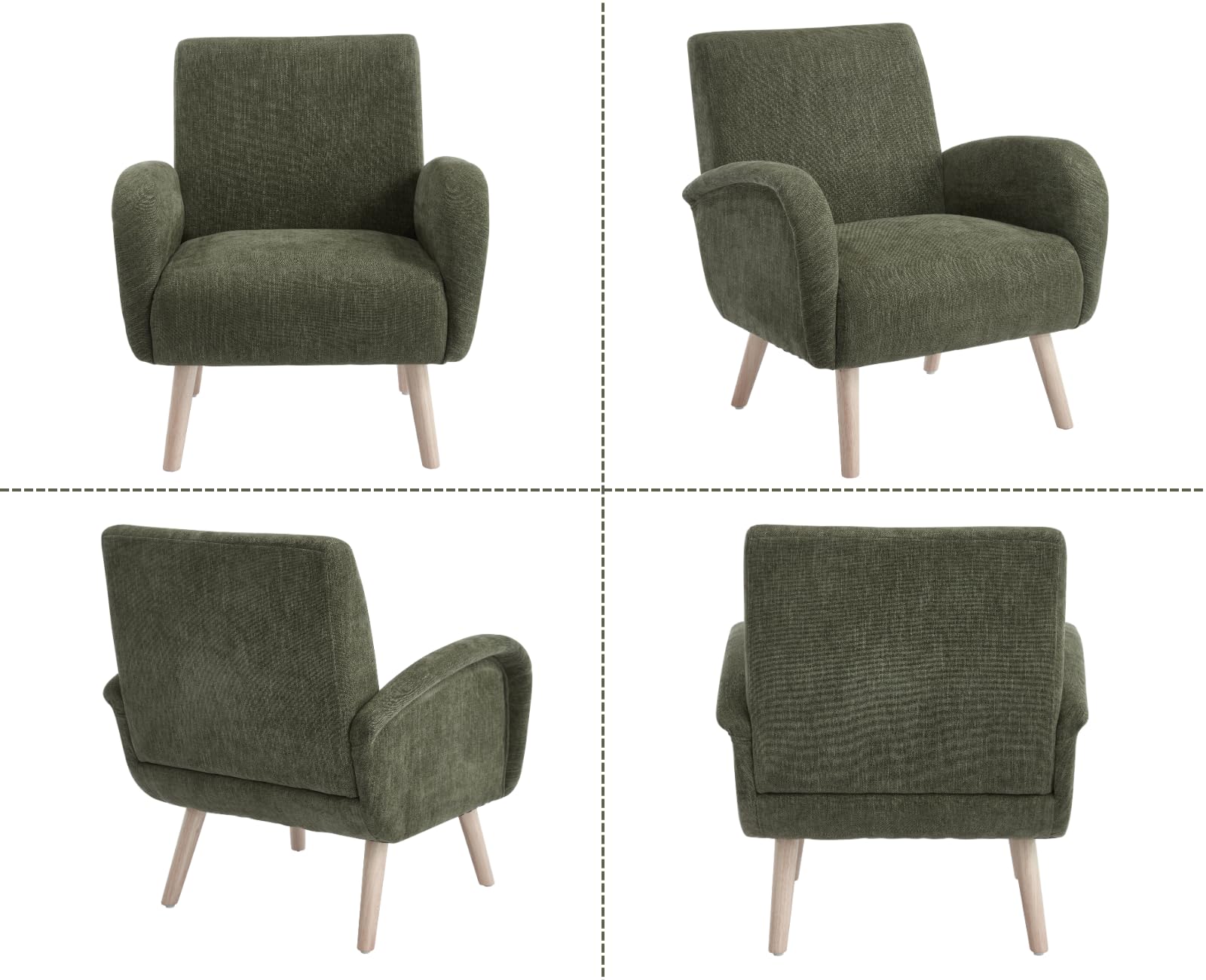 Ya-Home Poltrona Imbottita Sedia da Salotto Poltroncina Moderna in Tessuto Poltrone Salotti con Gambe in Legno Sedie Imbottita per Camera da Letto/Soggiorno, Verde
