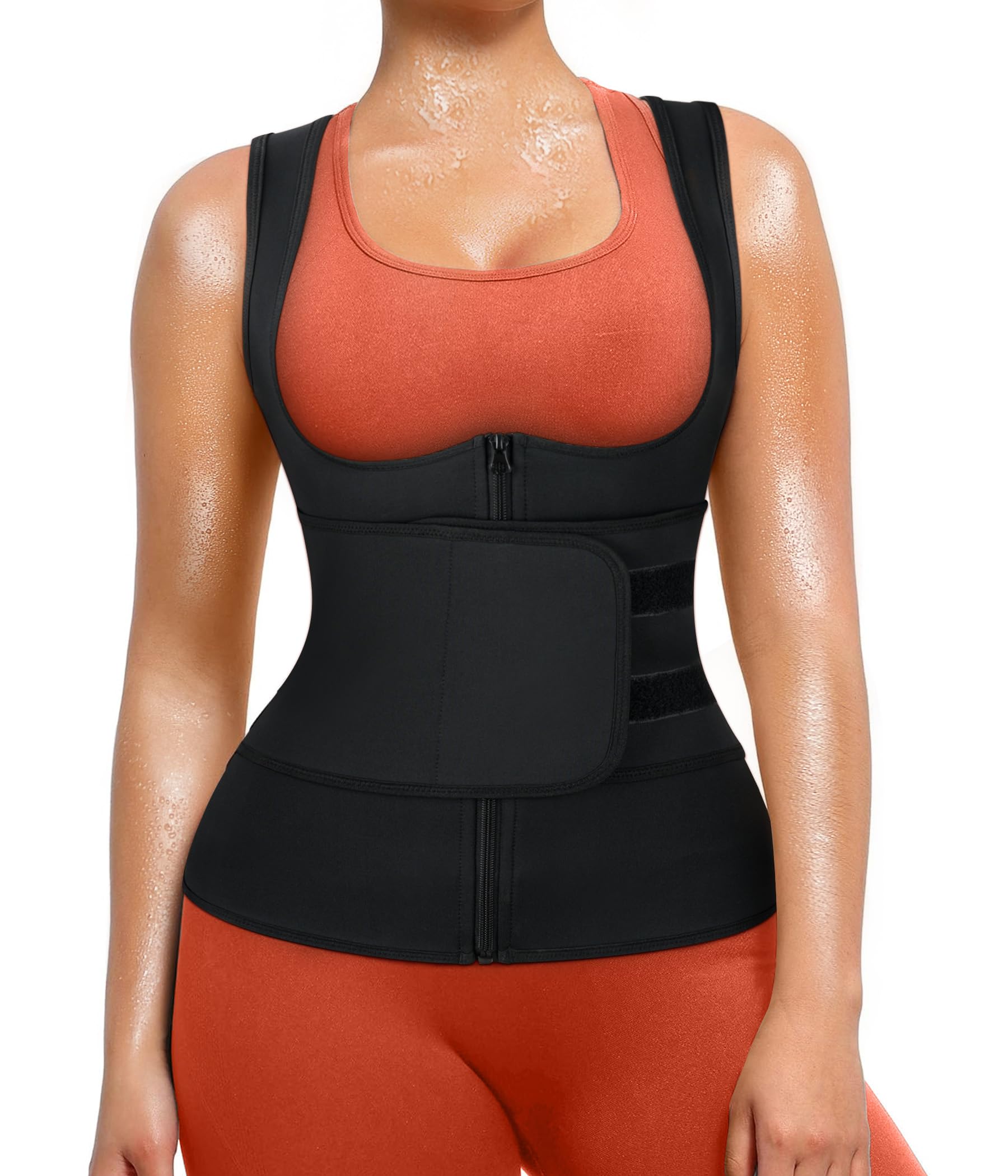 TrainingGirl Sauna Sweat Suit for Women Waist Trainer Workout Faja Weight Vest Body Shaper Shirt Band