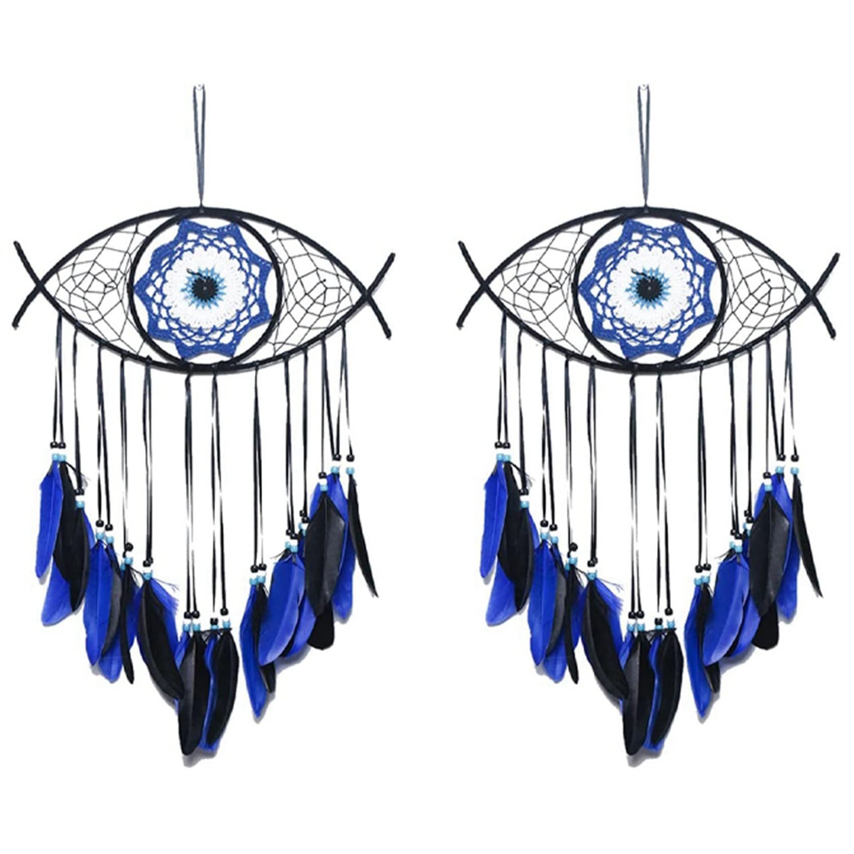 Hndhbfgrt 2X Dream Catchers for Bedroom Hand-Woven Macrame Wall Hanging Home Decor Good Luck Blessing Gift,3