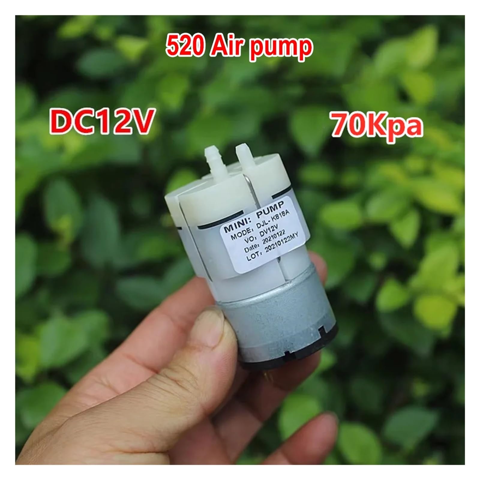 Bomba de Aire con Motor, 520 DC 12V 3.8L/min Bomba De Aire Diafragma Vacío Acuario Volumen Booster Inflado