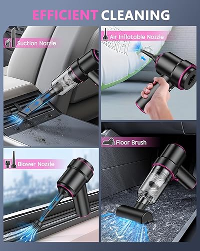 Miniatura 5 de CODN Aspiradora de mano portátil inalámbrica de 12000 PA, aspiradora de mano 2 en 1 y plumero de aire con múltiples boquillas y luz LED, mini