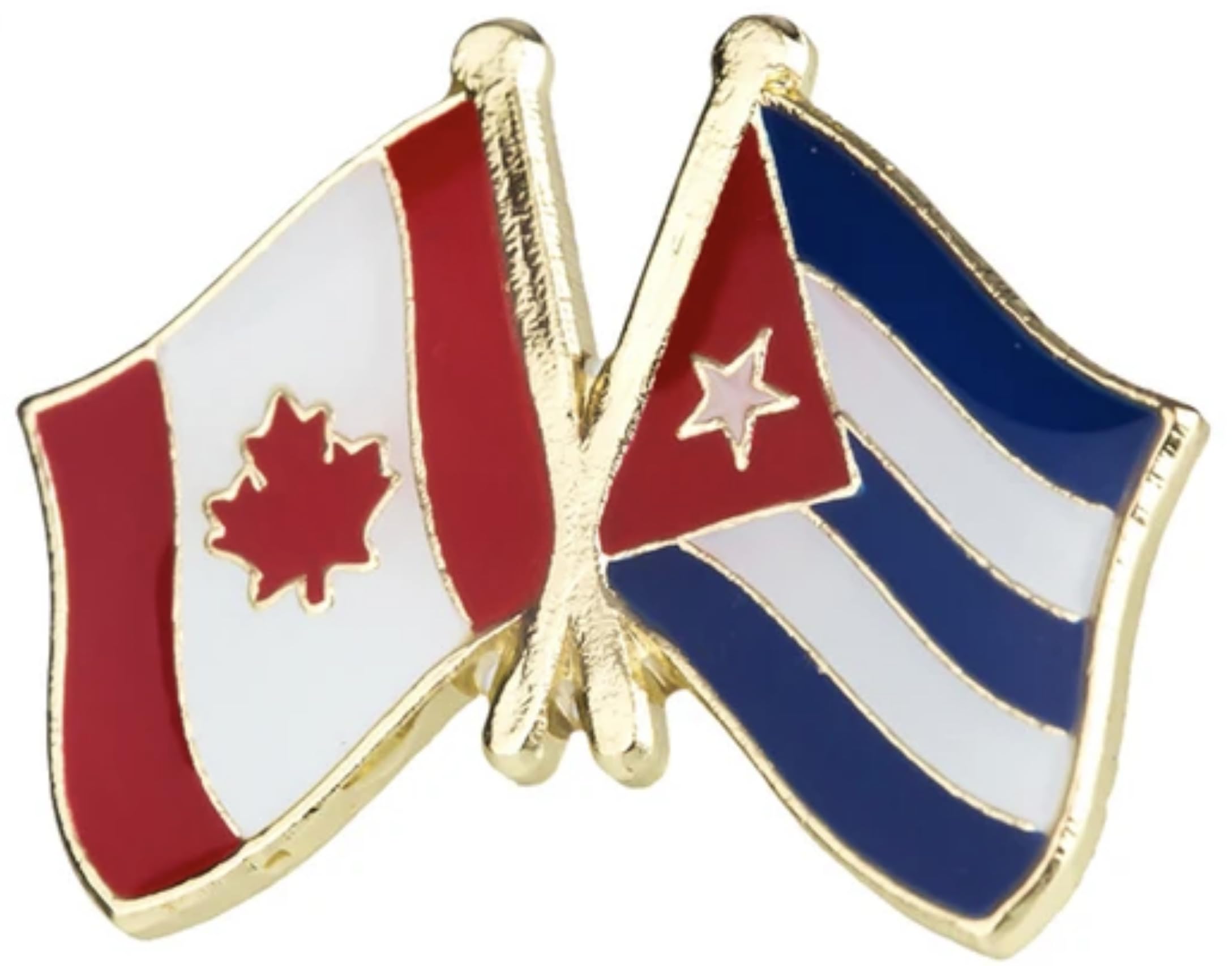 Canada Canadian National Flag Crossed Flags Friendship Love Alliance Allies 1"" Enamel Pin (Cuba/Cuban)