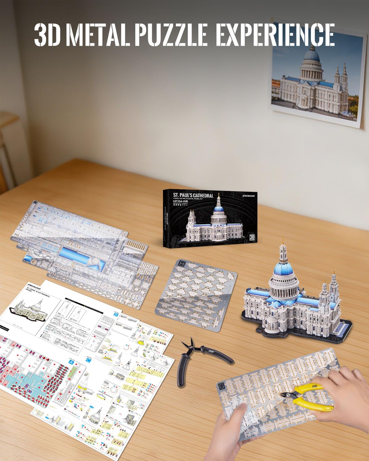 Piececool Metalowe puzzle 3D dla dorosłych, katedra św. Pawła, metalowe zestawy modelarskie do architektury Londynu, czas rodzinny, dekoracja domu, najlepsze prezenty