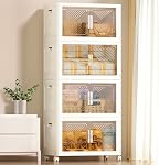 280 L (304 QT) Foldable Stackable Storage Containers with Lid, Clear Plastic Collapsible Storage Bins with Door and Wheels, 4 Tier Closet Organizers and Storage Box for Home