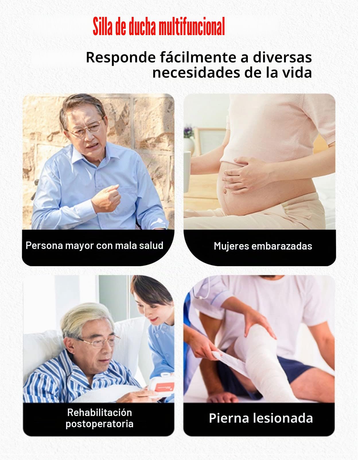 Sillas de Ruedas Plegable para Ducha, Taburete de Ducha con Ruedas de Freno y Diseño de Corte en U, Silla de Baño Aleación de Aluminio, Ideal para Ancianos y Mujeres Embarazadas