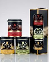 Elegant Tea Gift Set with Earl Grey Superior, Rooibos Tropiques & Green Tea a la Menthe. 3 Contrasting Varieties in Decorative Aroma Tins with Black Tea, Rooibos and Green Tea