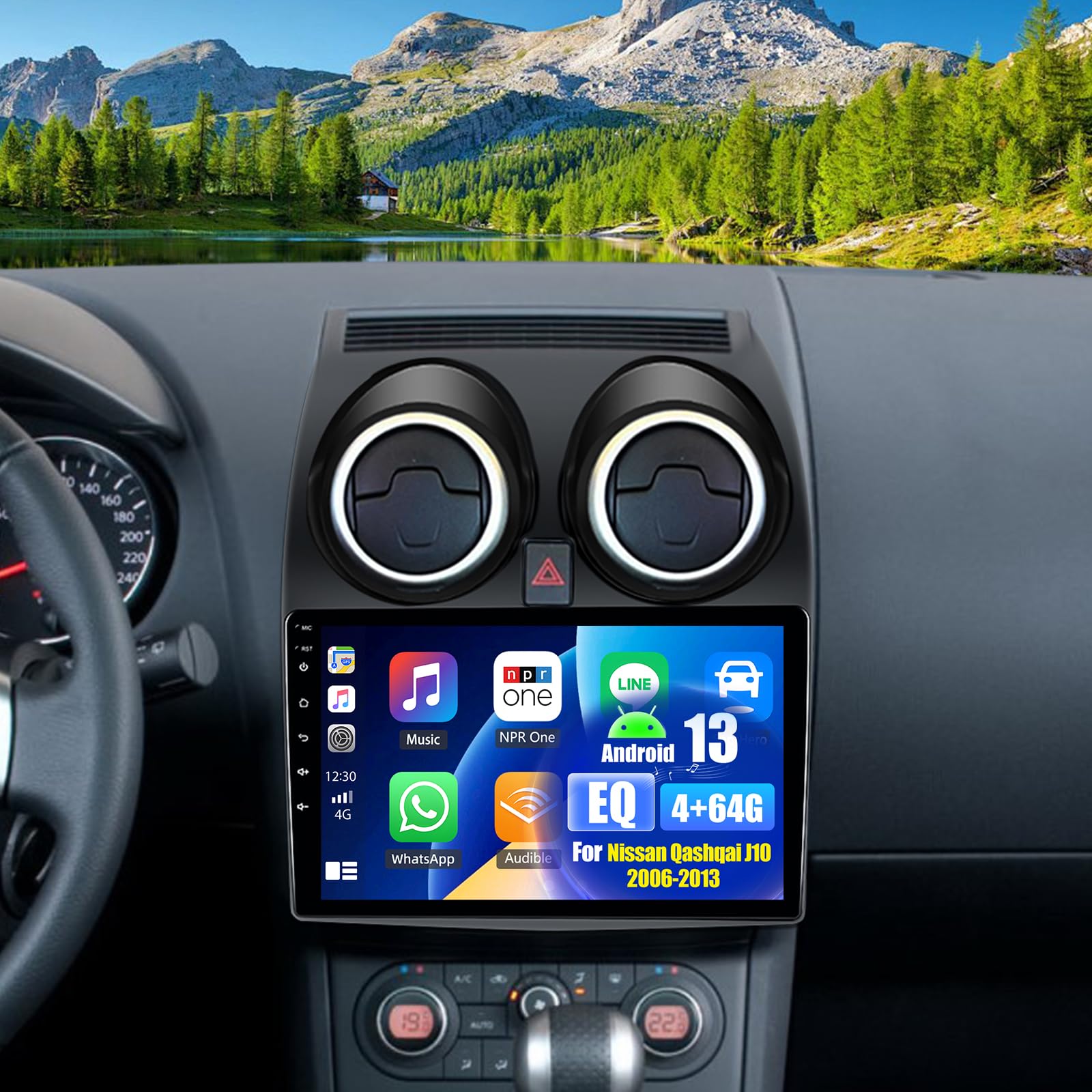 OiLiehu 4G+64G Android 13 - Estéreo de coche para Nissan Qashqai J10 2006-2013 con CarPlay Android Auto inalámbrico, radio de pantalla táctil IPS de 9 pulgadas con WiFi GPS Mirror Link Bluetooth FM