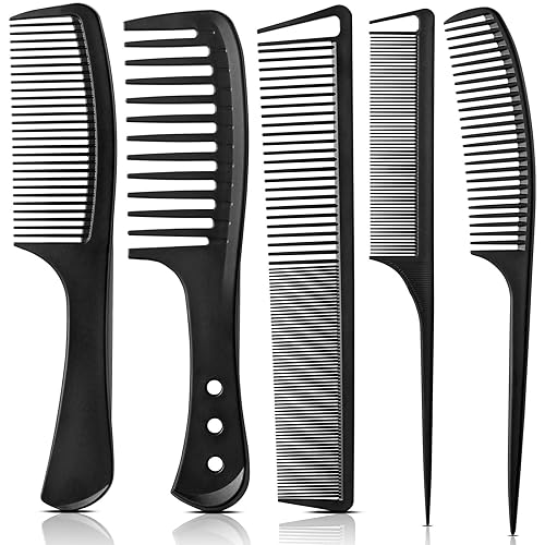 Juego de 5 peines profesionales para el cabello, dientes anchos, dientes finos y peine de cola de rata, grado de estilista, adecuado para todo tipo