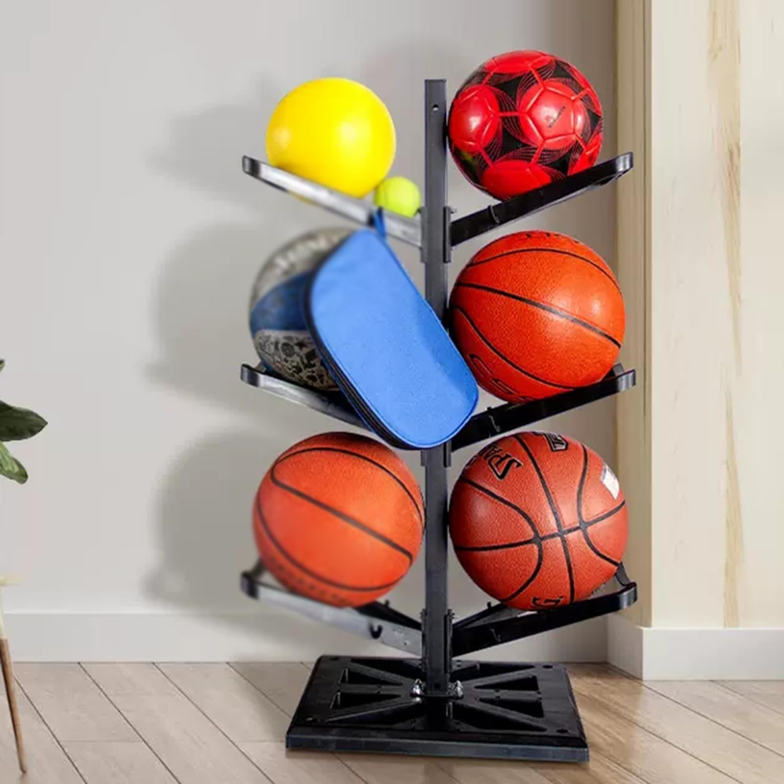 Mehrschichtiger, Abnehmbarer Basketball-Aufbewahrungsständer For Das Fitnessstudio, Die Schule, Die Garage, Organizer For Volleyball Und Baseball, Bodenstehender Aufbewahrungshalter For Die Anzeige(3