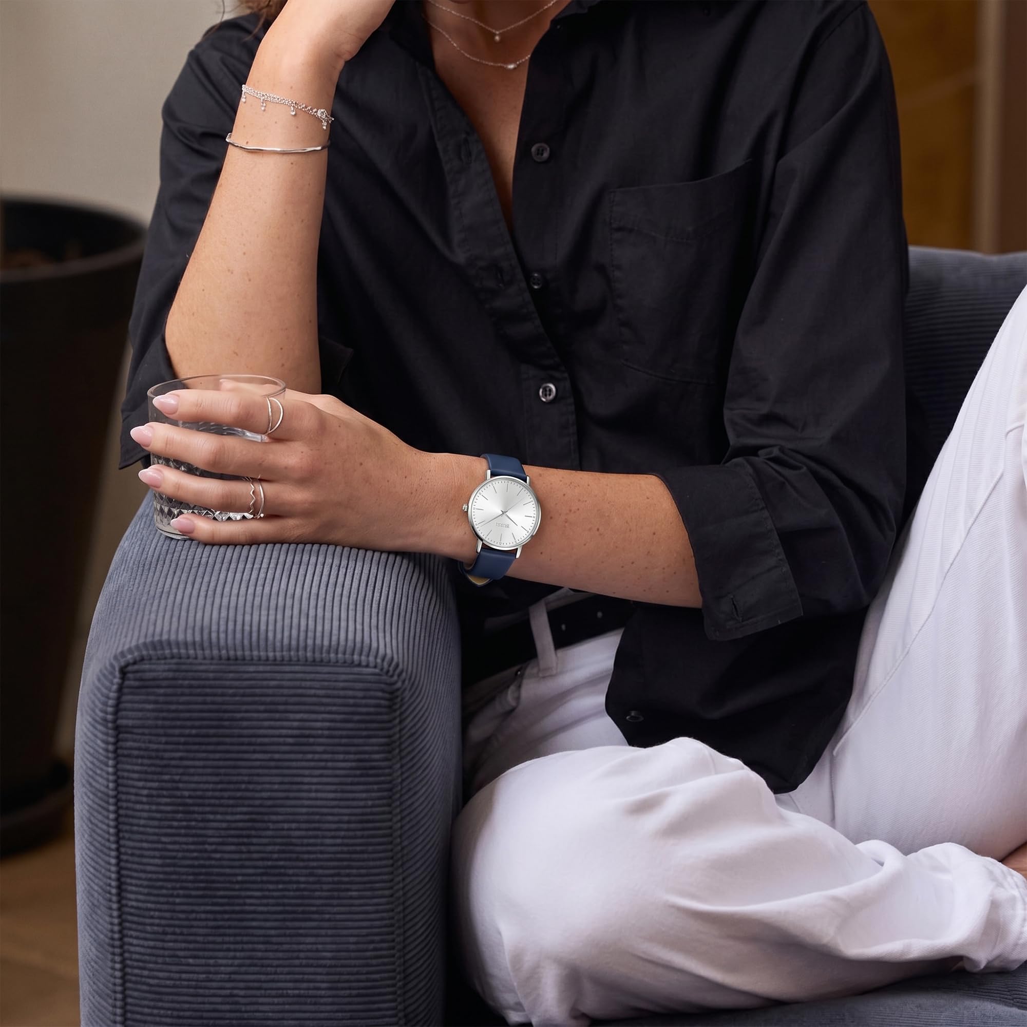 BUREI Frauen Uhren Mode Minimalistisch Analog Leder Quarz Wasserdicht Uhren für Frauen