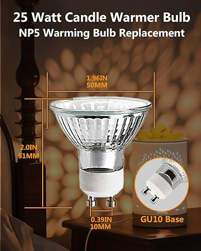 Miniatura 2 de Bombilla de repuesto de 25 vatios para calentador de velas, quemador de cera aromática, fragancia fundida, bombilla halógena de calentamiento de 120