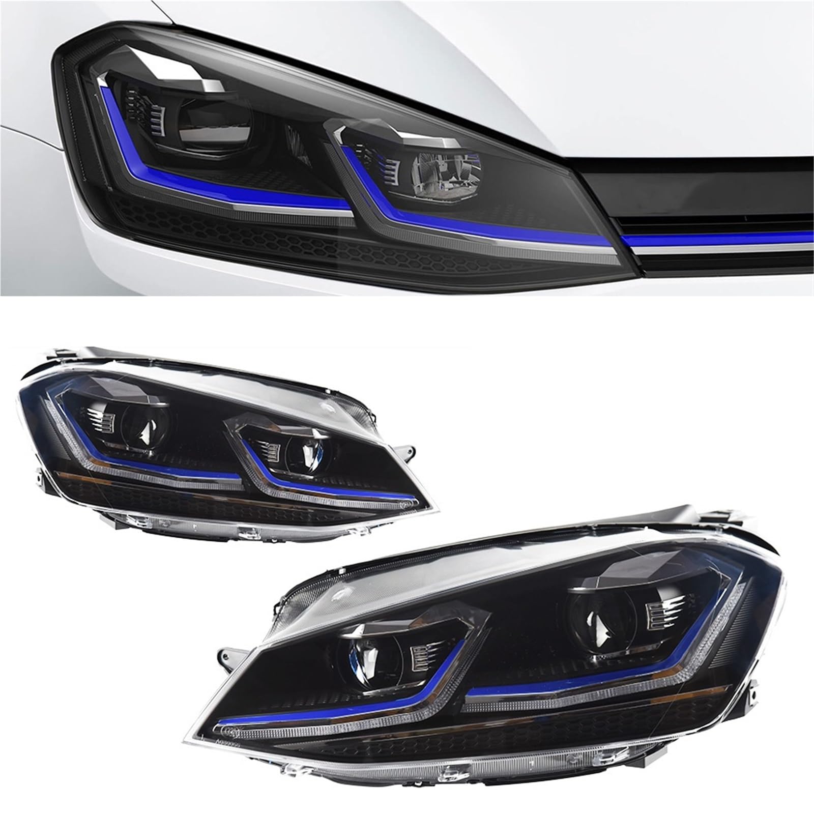 Compatibile con i fari VW Golf 7 MK7 GTI 2013-2017 Aggiornamento Golf 7.5 Styling LED DRL Dual Car Accesorios Modificato(RED,RHD)