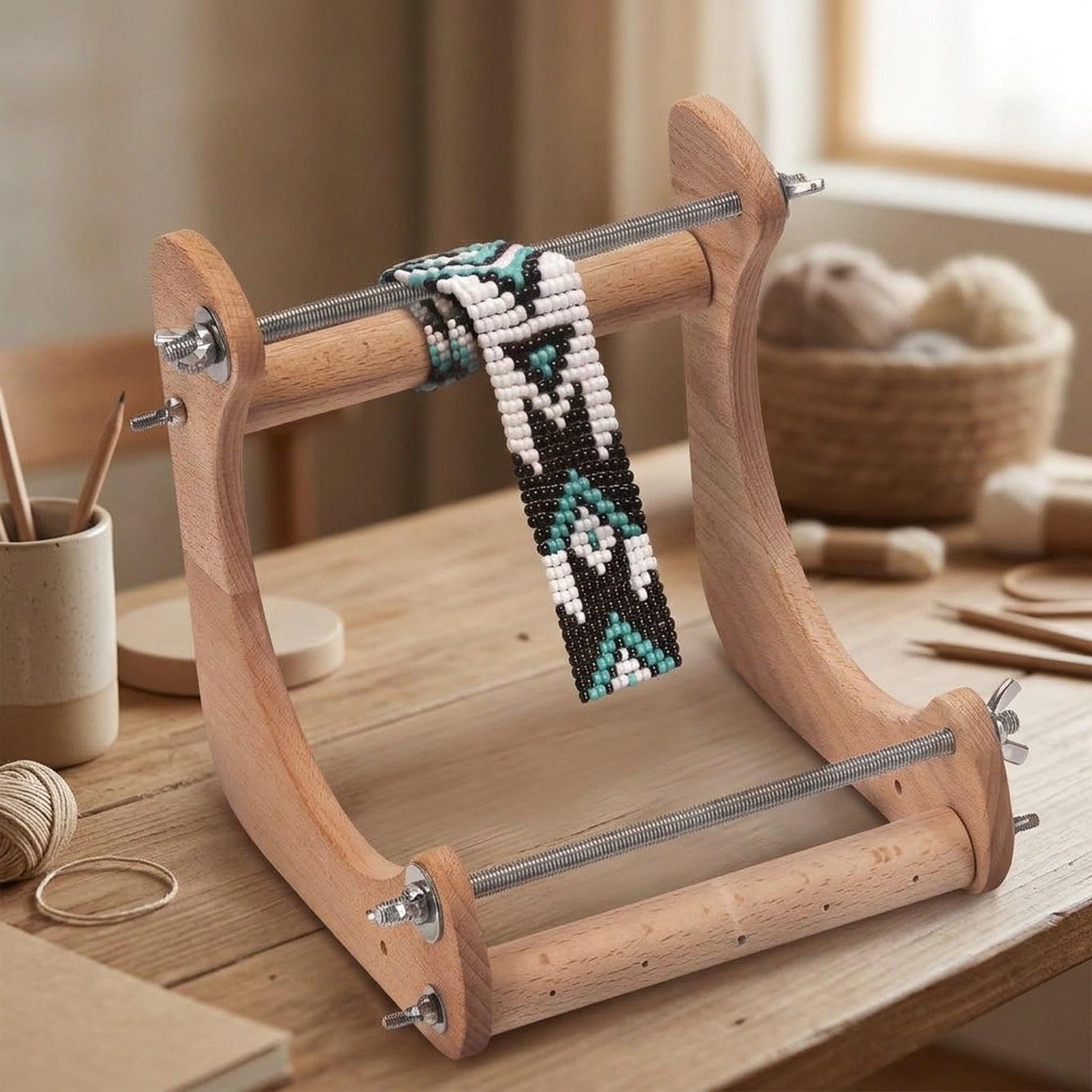 Telaio per Perline Regolabile su Supporto, Ideale per Hobby Creativi degli Adulti.