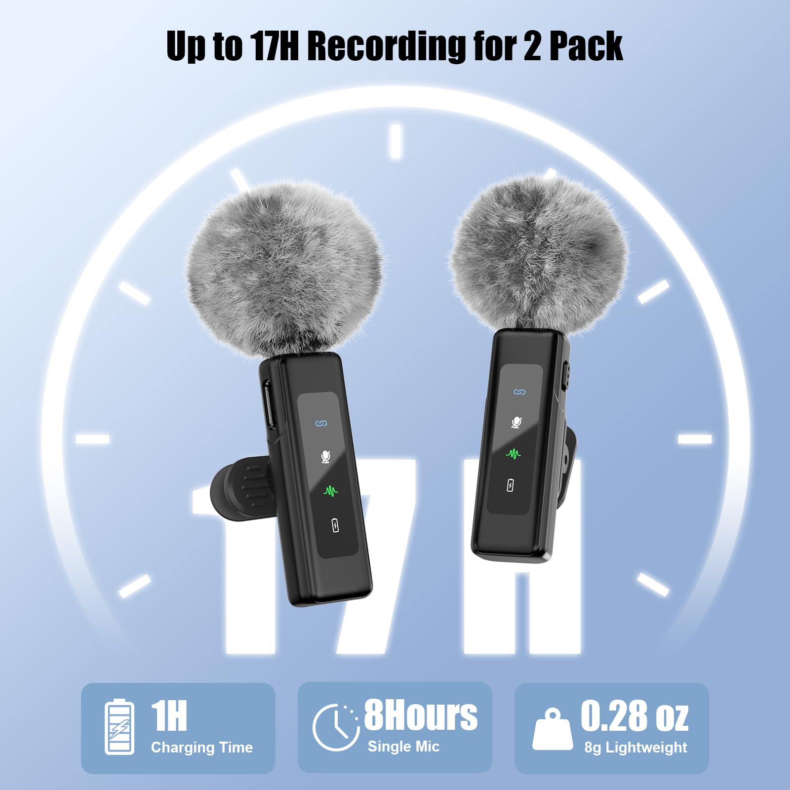Micro cravate sans fil 3 en 1 pour iPhone/Android/appareil photo, mini microphone professionnel à clip rotatif et suppression du bruit, idéal pour Vlog, TikTok et YouTube