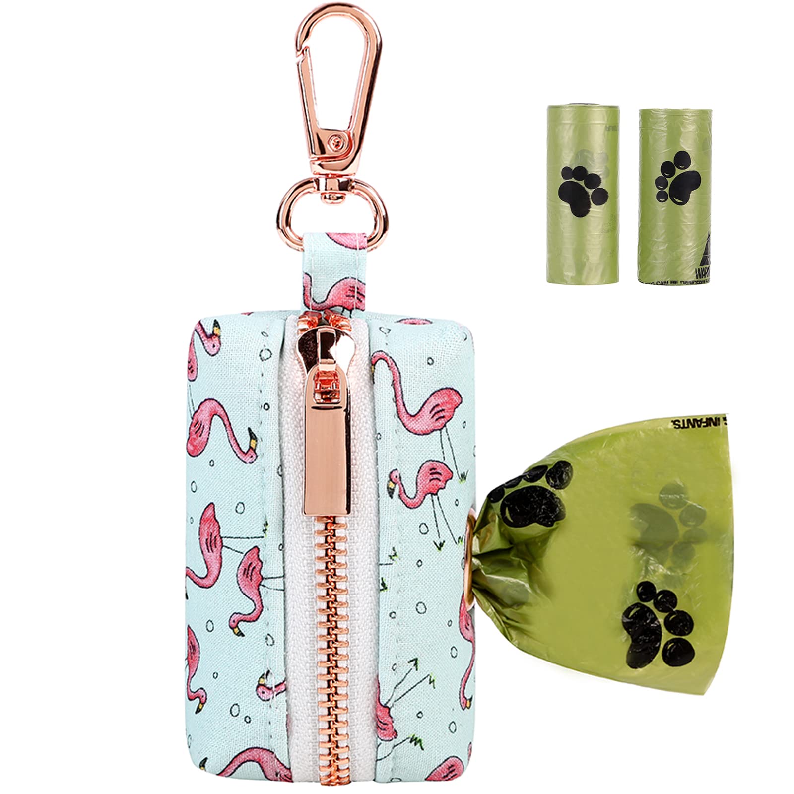 ARING PET Dog Waste Bag Dispenser, Cotton Doggy Poop Bags Holders Attach to Any Leashes, Portable Washable Plaid Pet Waste Pouch Dispenser with Metal