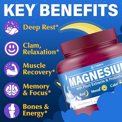 Miniatura 4 de Gomitas de complejo de magnesio, glicinato de magnesio, citrato, malato, taurato, con D3, B6, extractos de plantas y probióticos, suplemento de