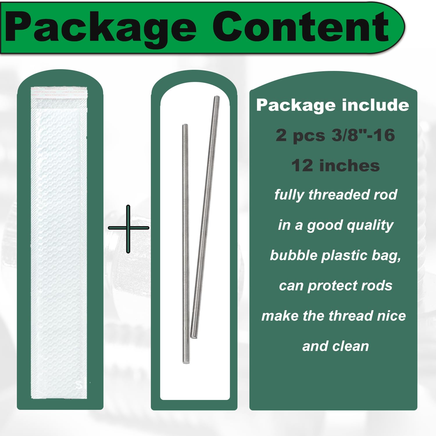 3/8-16 Threaded Rod - Stainless Steel Fasteners -3 3/8-16 Threaded Rod - Stainless Steel Fasteners -3