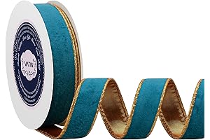 Teal Wired Christmas Ribbon: VATIN's Velvet Luxury for Festive Designs