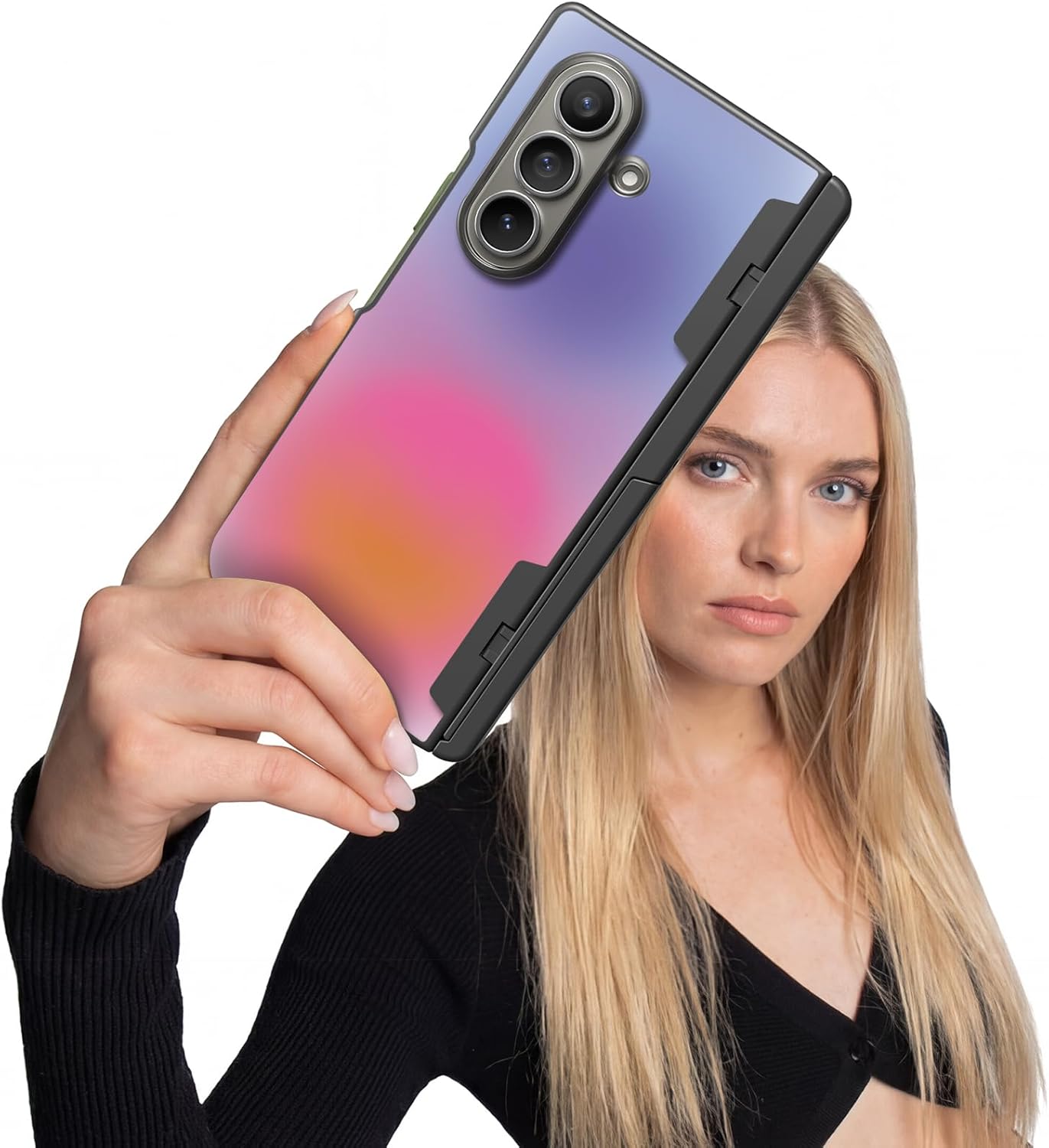 Magnetic for Samsung Galaxy Z Fold 7 Case - Compatible with Magsafe - Built-in [Screen Protector] [Hinge Protection] [Kickstand] - Full Body Protective Phone Case - Fade Out Black