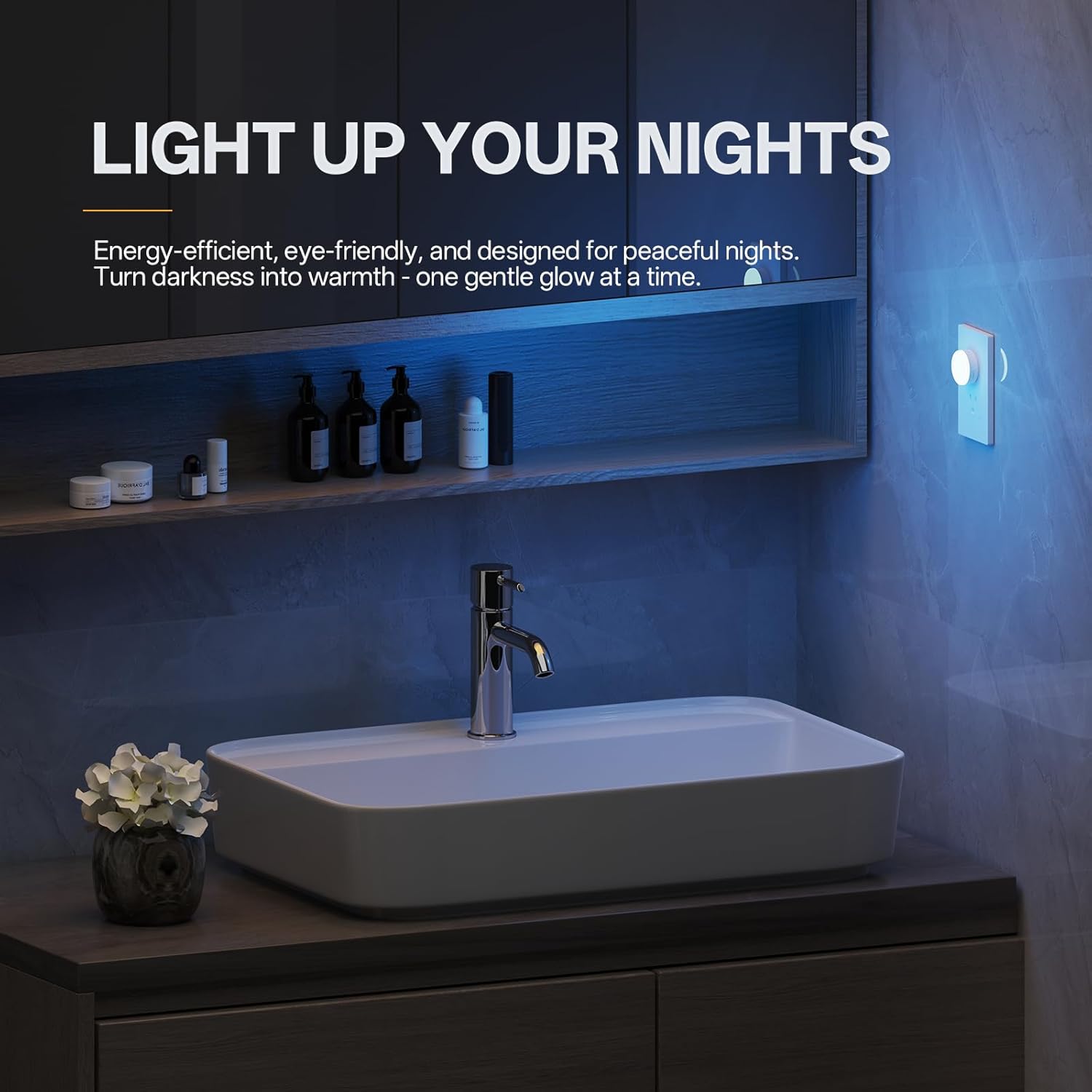 Mini Plug in Night Light, Dusk to Dawn Sensor, 4-Color, LED Toilet Night Lights, Dimmable Color Changing, for Kids Breastfeeding, Sleep Aid, Bedroom, Nursery, Hallway, 4Pack