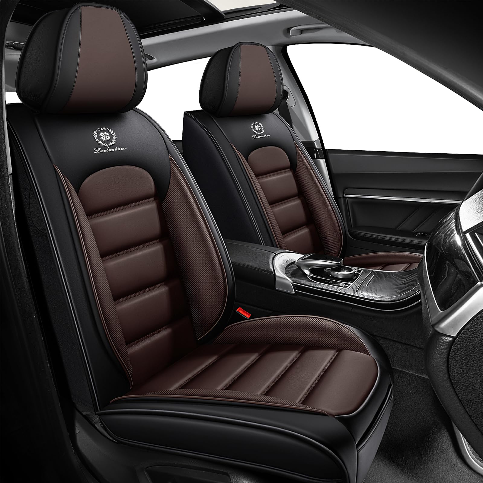 Megaseat Nappa Leather Front Set (Black & Coffee)