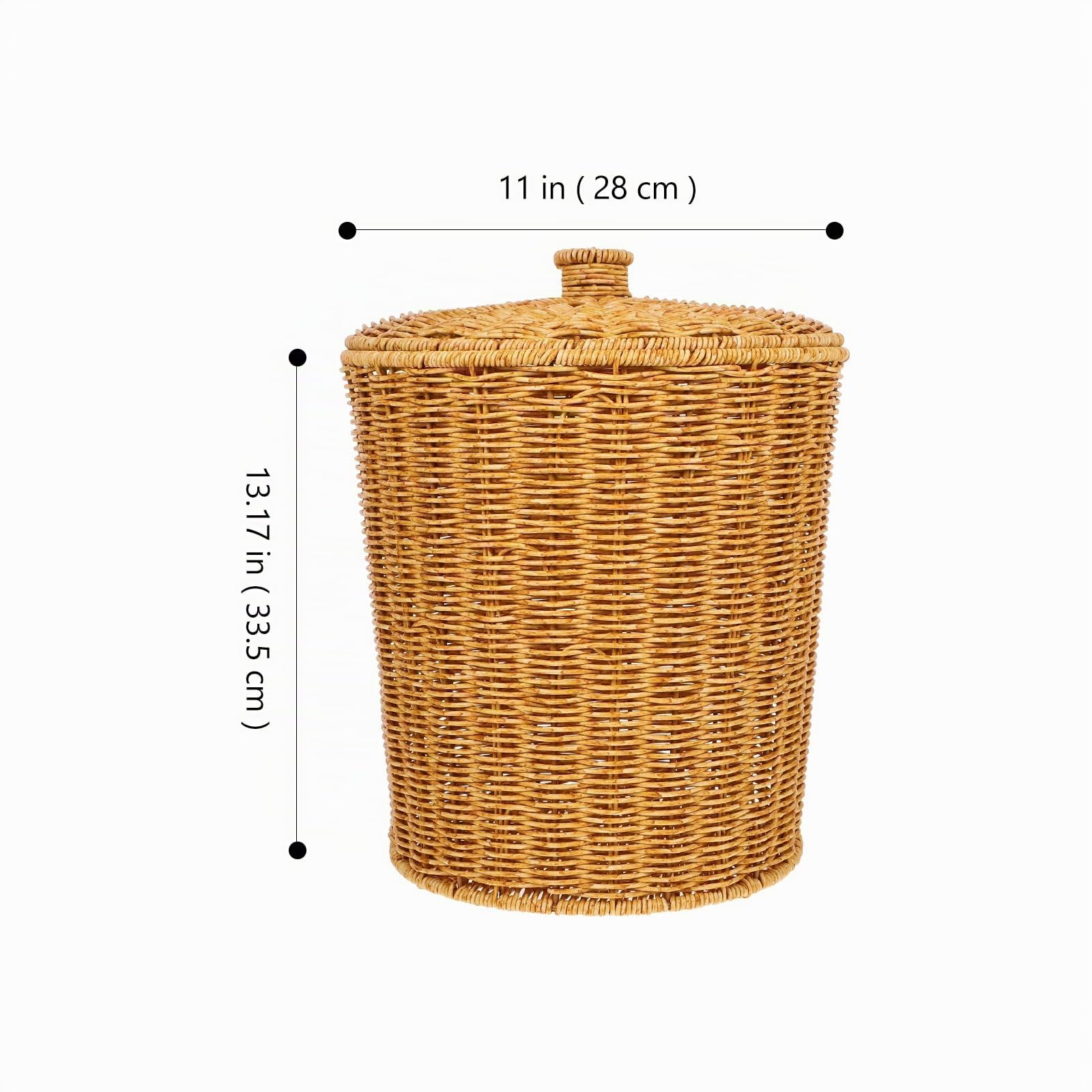 Alipis Pattumiera Con Coperchio Cestino Portaoggetti Rustico Intrecciato in Finto Rattan Cestino Di Articoli Vari Per Camera Da Letto Soggiorno Lavanderia Ufficio 33.00X28.00X28.00Cm