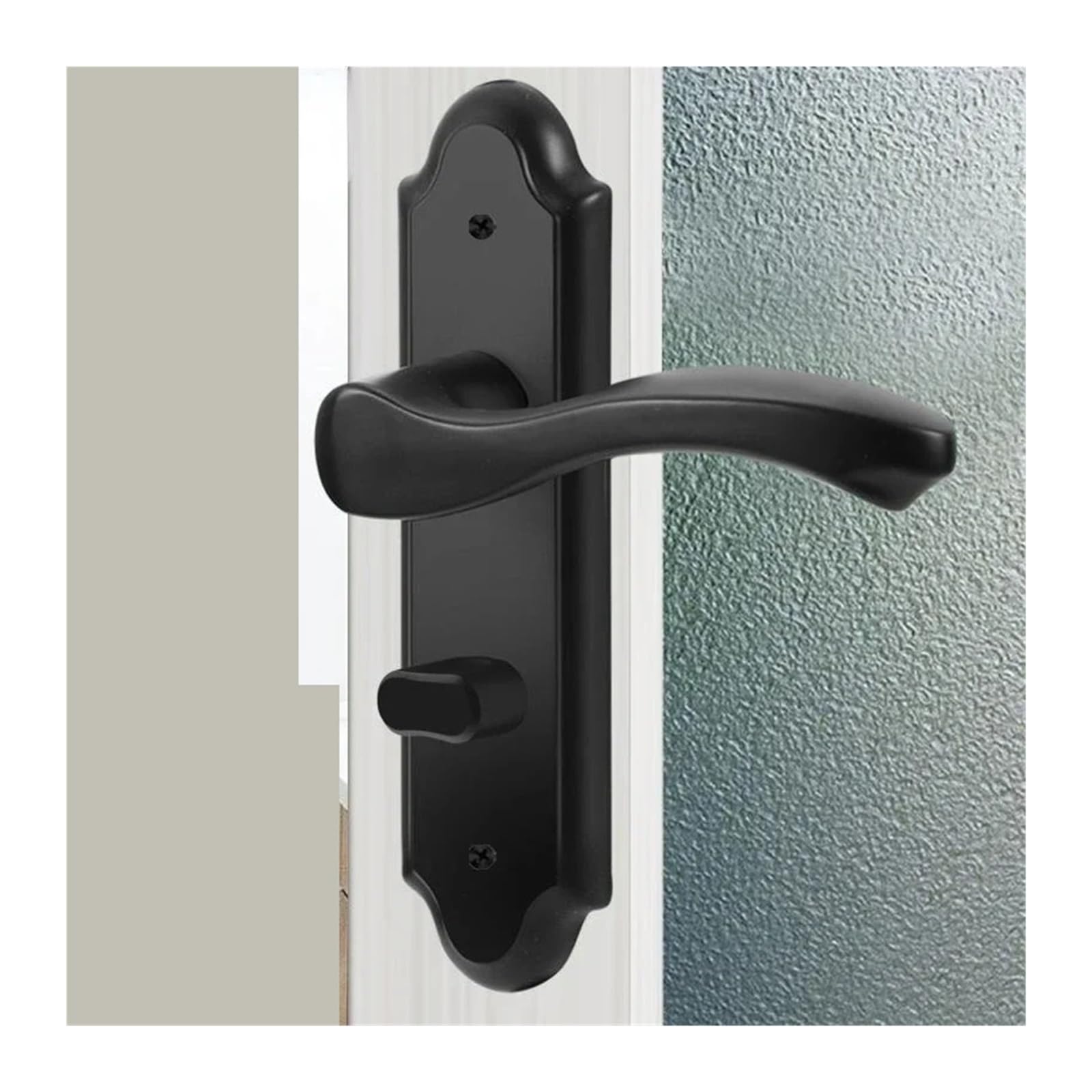 Cerradura de puerta interior sin llave negra, pomo de acero inoxidable para paso de 50 mm