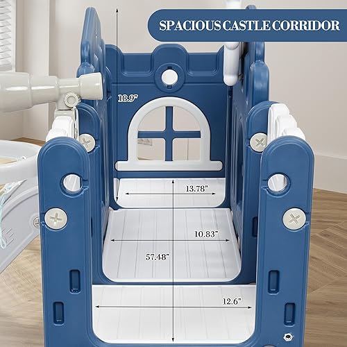 Miniatura 5 de GarveeHome Tobogán 8 en 1 para niños pequeños, juego al aire libre con tobogán, escalador, túnel, aro de baloncesto, almacenamiento de juguetes y