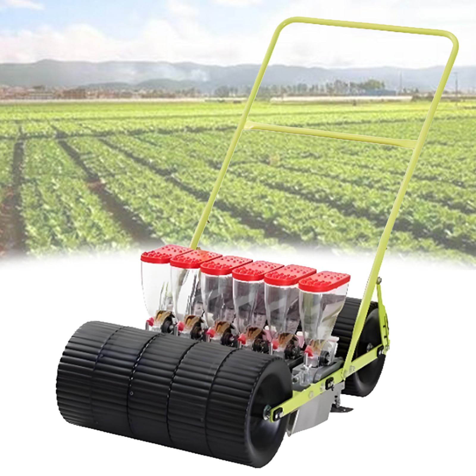 Quixnova Multicolor Vegetable Seeders Hand Push, 3/4/5/6 Row Manual Seeder For Small Coriander Cabbage Spinach Celery, Adjustable Row Spacing/Plant Spacing/Depth 6Row