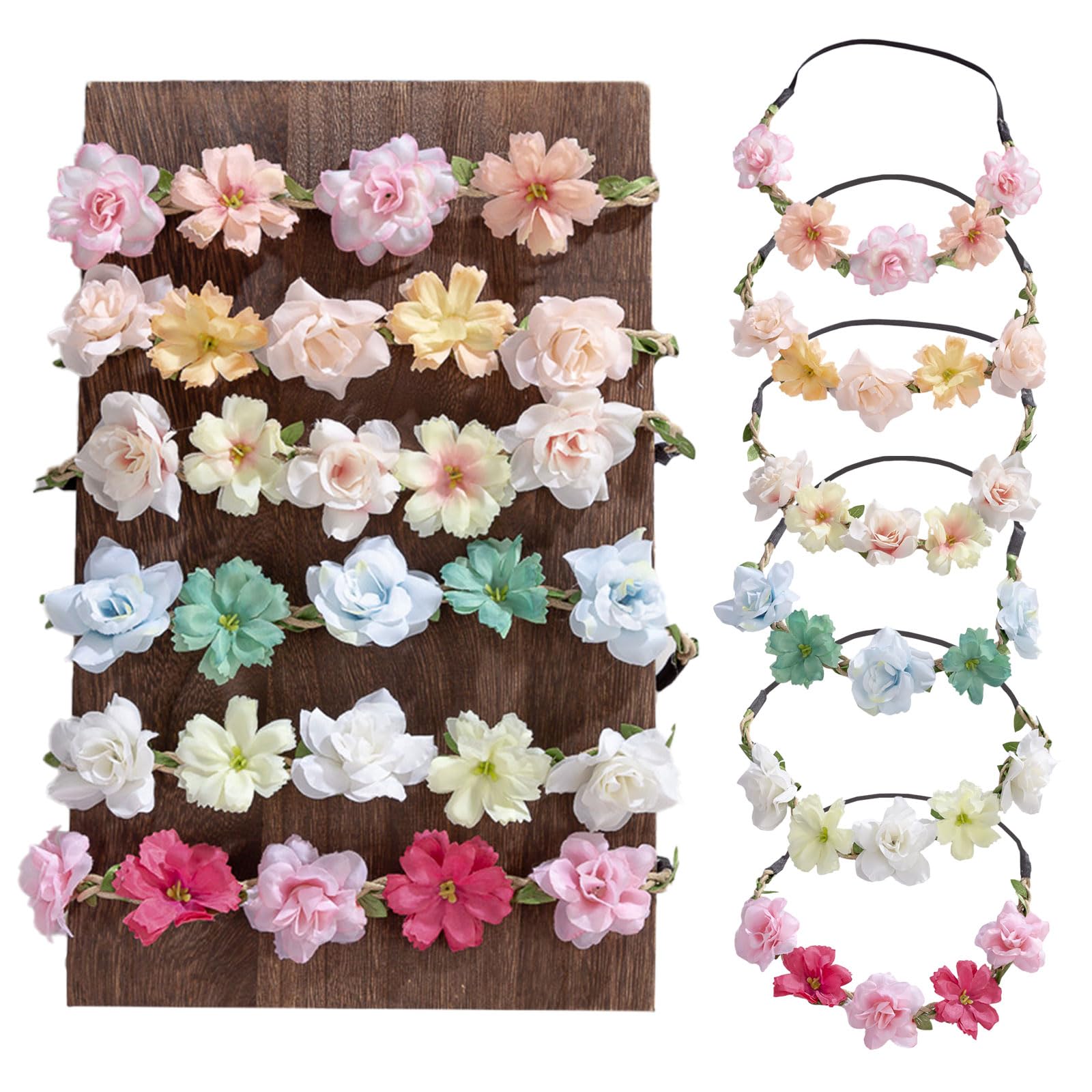 Couronne de Fleurs pour Cheveux, 6 Pièces pour Enfant, pour les Fêtes de Fin D'année, Mariages et Anniversaires sur la Plage, Cadeau Noel
