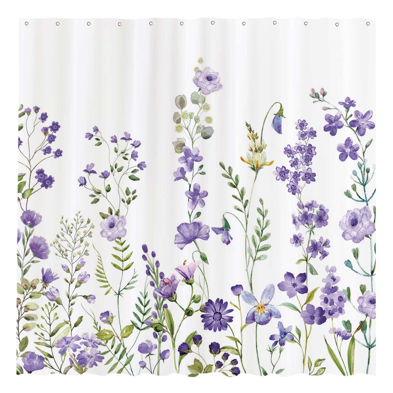72"x72" Watercolor Purple Floral Spring Lavender Wisteria Blossom Flower Home Shower Curtain for Bathroom Decor Machine Washable (Hooks Not Included)