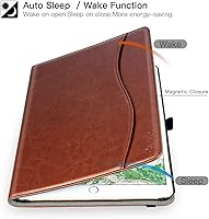 Vista 5 de ZtotopCases for iPad 6th/5th Generation 9.7 Inch 2018/2017 iPad Air 2 & 1 Case, Premium PU Leather Business Folding Cover with Auto Wake/Sleep, Brown