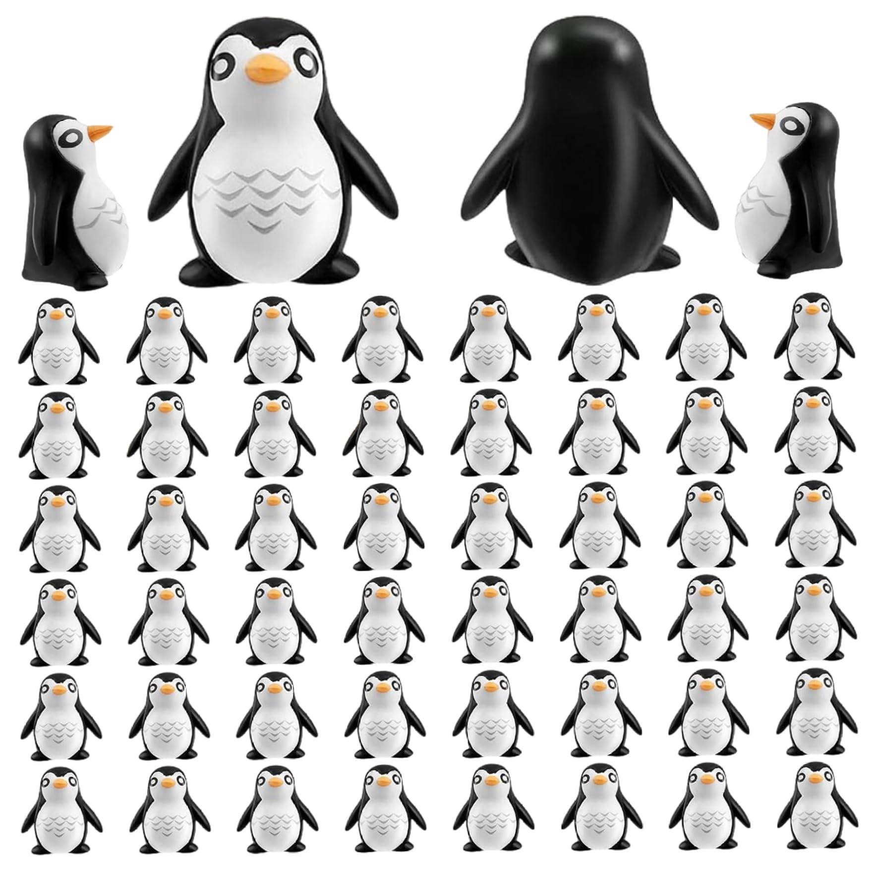 Vervevum Mini Penguin Figurines, 50PCS Waterproof Tiny Resin Animals, 0.8x1 inch Cute Mini Animal Figurines for Micro Landscape Moss Garden Cake Decoration, Tiny Resin Animals