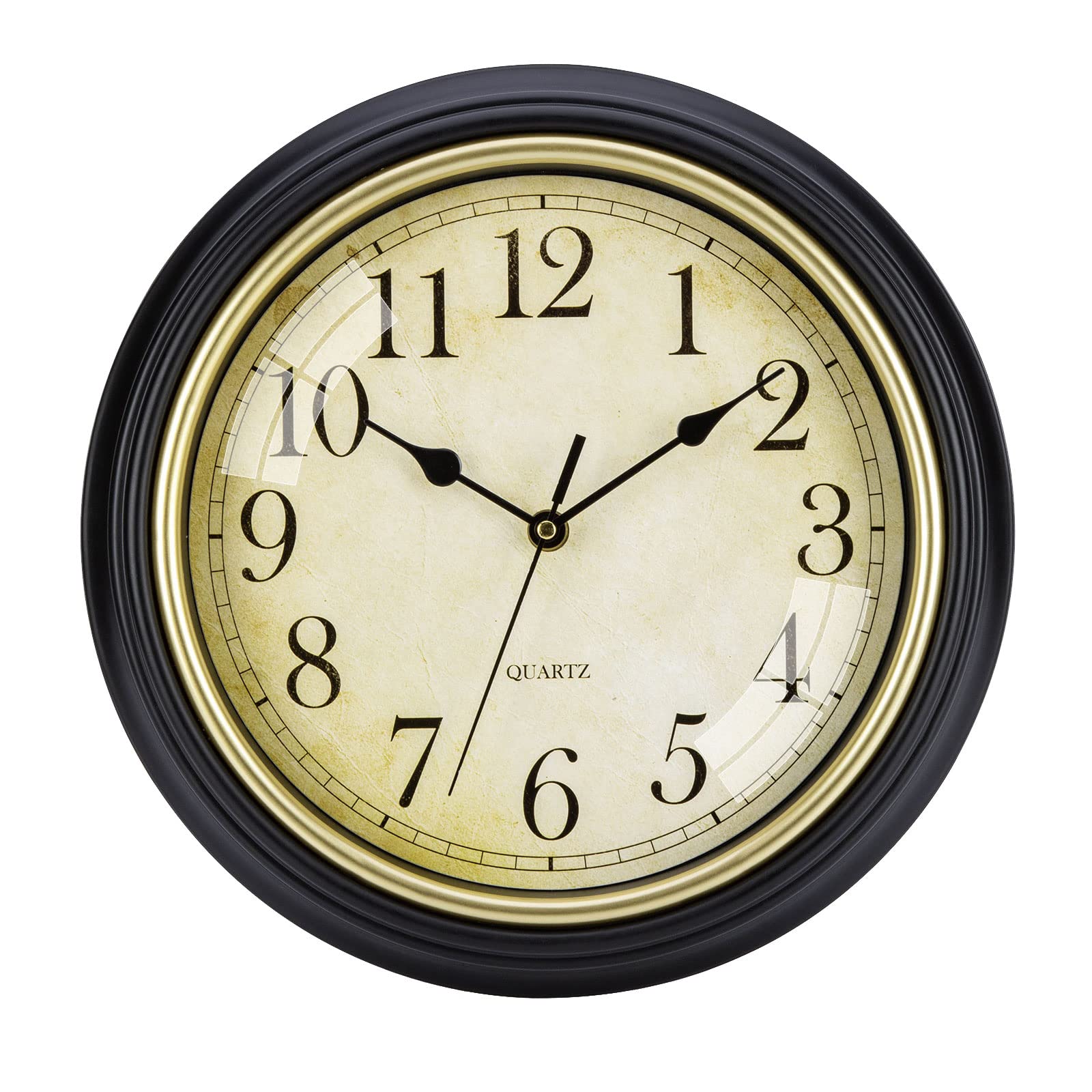 VIVILINENRetro Wall Clock 12 Inch, Silent Non-ticking Round Classic Clock Quartz Movement Vintage Decorative for Living Room Kitchen Bedroom Home, Battery Operated, Easy to Read